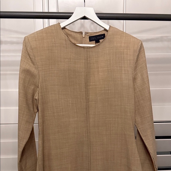 NWT Zara WOOL COLLECTION SRESS SIZE XL Beige Long Sleeve Dress - Picture 10 of 17